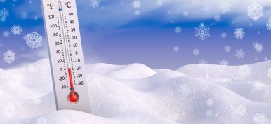 Thermometer and snowflakes