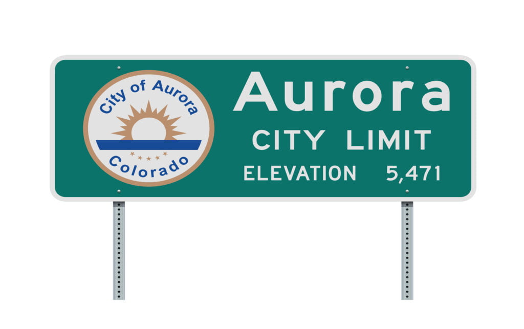 Aurora City Limit road sign