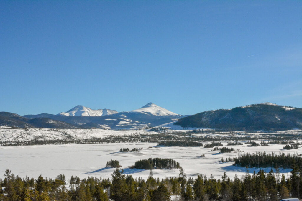Snow covered rocky mountains in George Town, CO