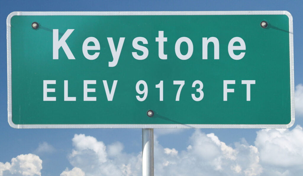 Keystone, Colorado Elevation City Limit Sign