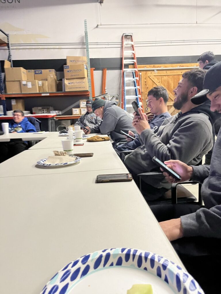 workers on a lunch break