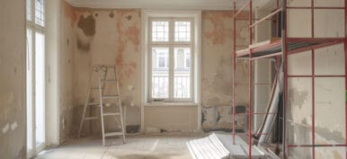 Renovation of interior of house in order to restore a refurbish it. Generative AI