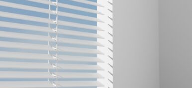 3D Rendering Studio shot indoor Sunlight, Sky and Shade under Window Blinds White Product Display Background for Beauty and Healthcare Products.