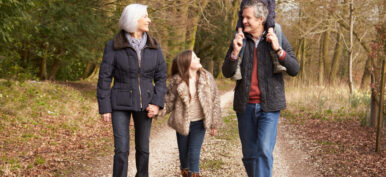 Grandparents With Grandchildren On Walk In Countryside